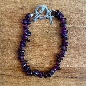 Signed Marsala Beaded 925 Believe Bracelet
